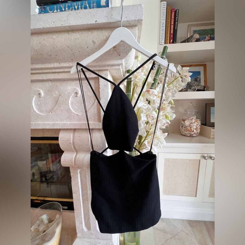 Stylish Black Mini Dress with Cute Details